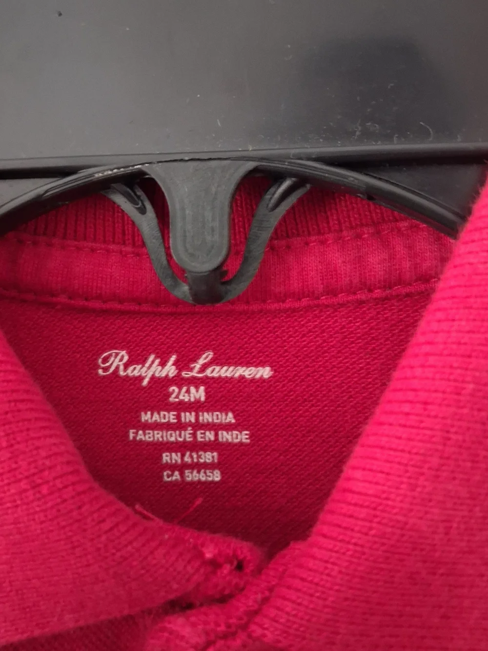 Ralph Lauren Girls Red Pique Polo Dress Velvet Trim Gold Pony 24M